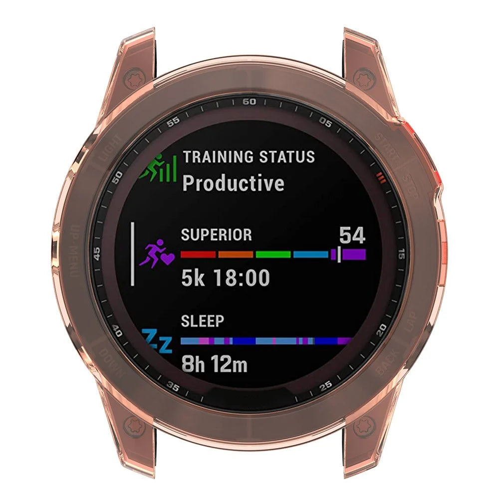 For Garmin Epix Hollow Out Transparent Durable TPU Watch Case Protective Cover - Transparent Pink - 5