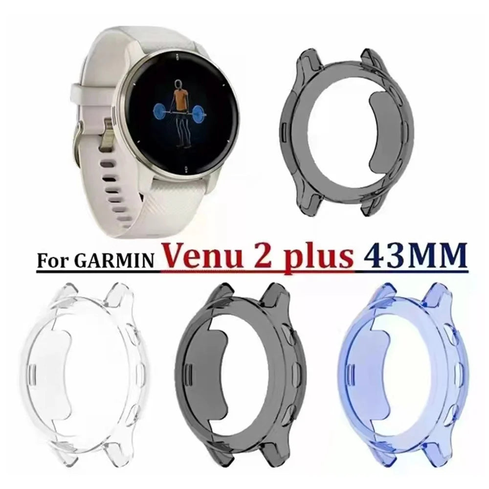For Garmin Venu2 Plus Quick Release Watch Case Soft TPU Anti-fall Sports Watch Protector - Transparent Grey - 5