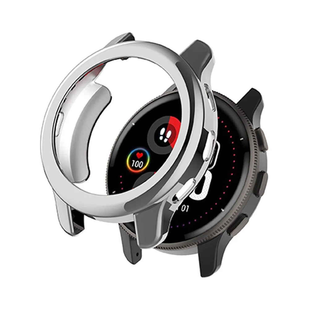 For Garmin Venu2 Plus TPU Smart Watch Half Cover Stylish Electroplating Protective Case - Silver - 2