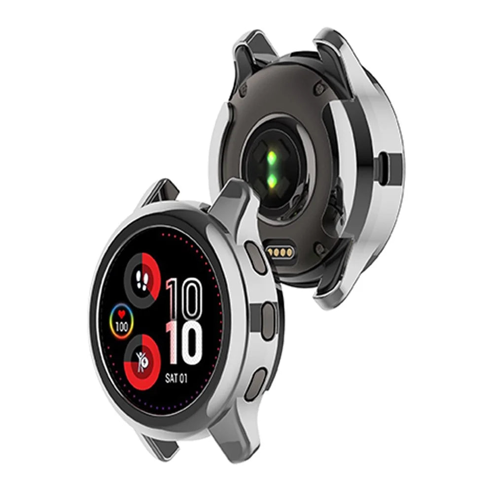 For Garmin Venu2 Plus TPU Smart Watch Half Cover Stylish Electroplating Protective Case - Silver - 5