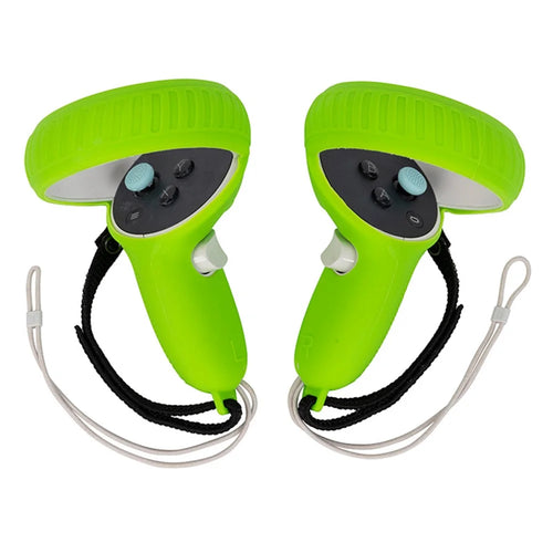 1 Pair Anti-scratch Silicone Controller Grip Cover for Oculus Quest 2 VR Accessories Gamepad Handle Protector - Green - 1