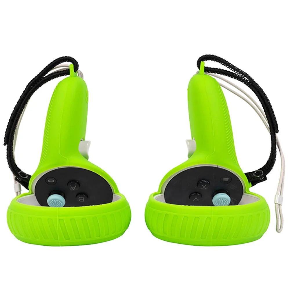 1 Pair Anti-scratch Silicone Controller Grip Cover for Oculus Quest 2 VR Accessories Gamepad Handle Protector - Green - 3