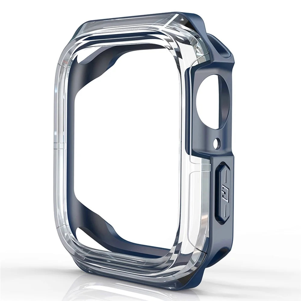 For Apple Watch Series 9 / 8 / 7 45mm Transparent Dual Color Soft TPU Hollowed Watch Cover - Transparent / Midnight Blue - 2