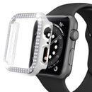 For Apple Watch Series 4 / 5 / 6 44mm / SE 44mm / SE (2022) 44mm Fashion Electroplating Two Row Rhinestones Decor Smart Watch Half Case PC Anti-collision Cover - White / Silver - 1