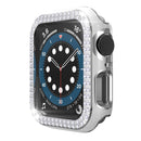 For Apple Watch Series 4 / 5 / 6 44mm / SE 44mm / SE (2022) 44mm Fashion Electroplating Two Row Rhinestones Decor Smart Watch Half Case PC Anti-collision Cover - White / Silver - 2