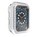 For Apple Watch Series 4 / 5 / 6 44mm / SE 44mm / SE (2022) 44mm Fashion Electroplating Two Row Rhinestones Decor Smart Watch Half Case PC Anti-collision Cover - White / Silver - 5