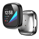For Fitbit Versa 3/Sense Electroplating Hard PC Case with Tempered Glass Screen Protector Scratch Resistant Smart Watch Case - Black - 5