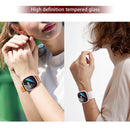 For Fitbit Versa 3/Sense Anti-Scratch Matte Hard PC Case with Tempered Glass Screen Protector Wear-Resistant Smart Watch Cover - Pink - 3