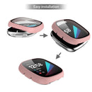 For Fitbit Versa 3/Sense Anti-Scratch Matte Hard PC Case with Tempered Glass Screen Protector Wear-Resistant Smart Watch Cover - Pink - 4
