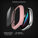 For Fitbit Versa 3/Sense Anti-Scratch Matte Hard PC Case with Tempered Glass Screen Protector Wear-Resistant Smart Watch Cover - Pink - 5