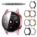 For Huawei Watch GT 2 46mm Stylish Electroplating PC Watch Cover Case with Tempered Glass Screen Protector with Dial Plate - Pink - 7