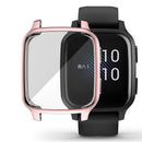 For Garmin Venu Sq Soft TPU Electroplated Frame Watch Case Full Protection Screen Protector Cover - Pink - 1