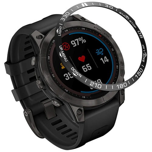 For Garmin Fenix 7 Metal Watch Bezel Ring Anti-scratch Protective Ring - Black - 1