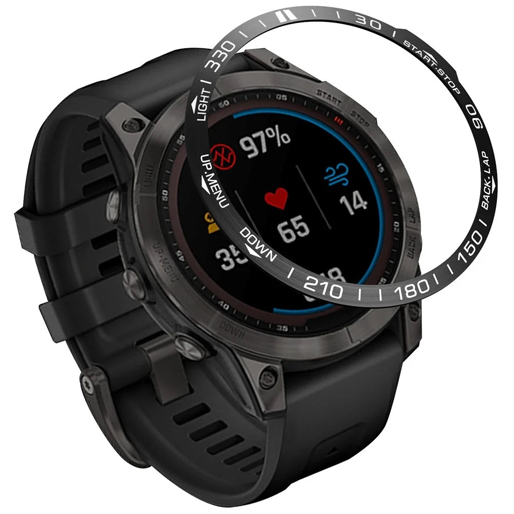 For Garmin Fenix 7 Metal Watch Bezel Ring Anti-scratch Protective Ring - Black - 1
