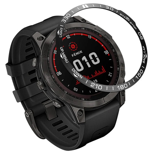 For Garmin Fenix 7X Dial Metal Anti-scratch Bezel Ring Watch Protection Ring - Black - 1