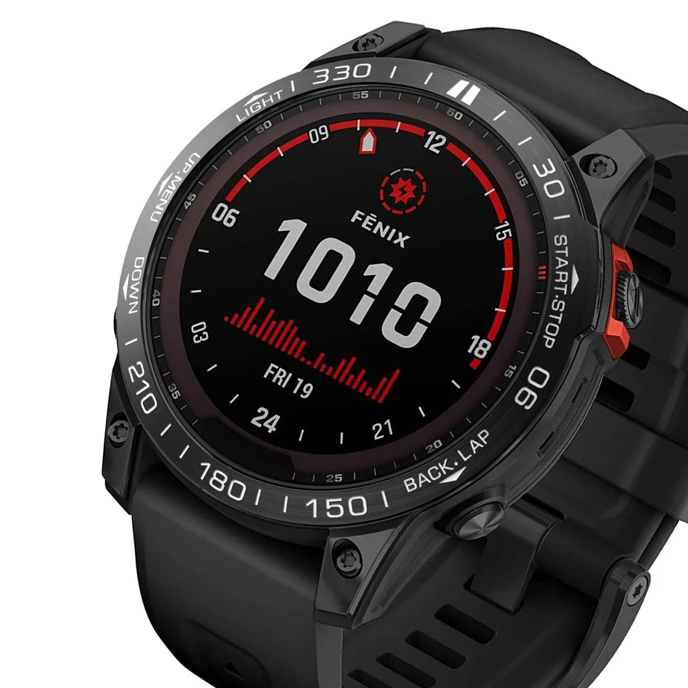 For Garmin Fenix 7X Dial Metal Anti-scratch Bezel Ring Watch Protection Ring - Black - 3