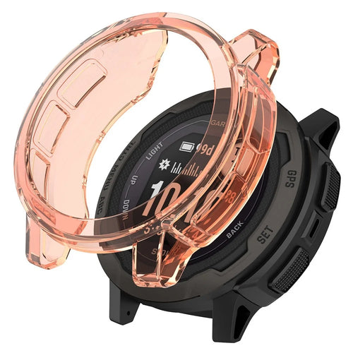 For Garmin Instinct 2 Transparent Soft TPU Protective Case Anti-drop Watch Cover - Transparent Orange - 1
