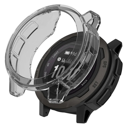 For Garmin Instinct 2S Anti-fall Watch Cover Transparent Soft TPU Protective Case - Transparent Black - 1