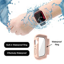 For Apple Watch Series 9 / 8 / 7 45mm Anti-scratch Tempered Glass Screen Protector Waterproof PC Watch Case with Back Cover - Pink - 4