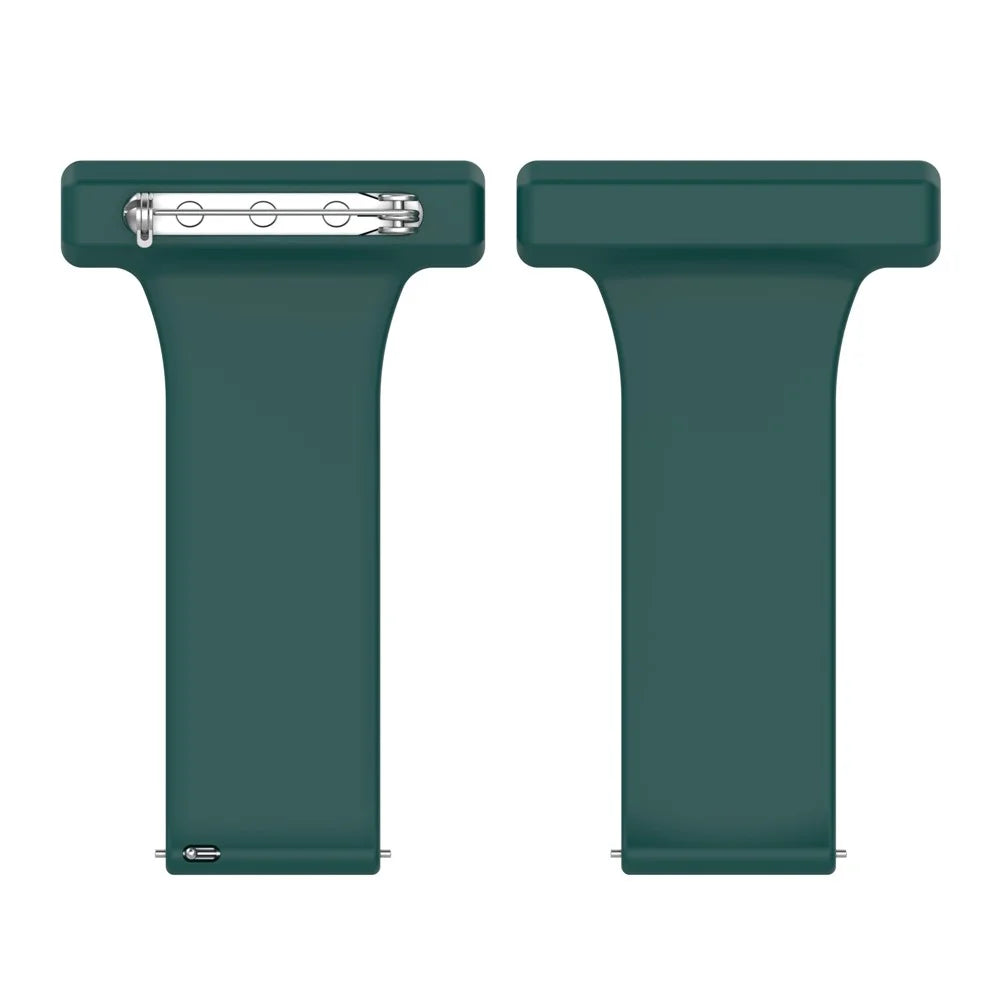 For Huawei Watch GT Runner/Samsung Galaxy Watch3 45mm Pin Style 22mm Doctor Nurse Watch Silicone Strap Hanging Buckle - Dark Green - 6