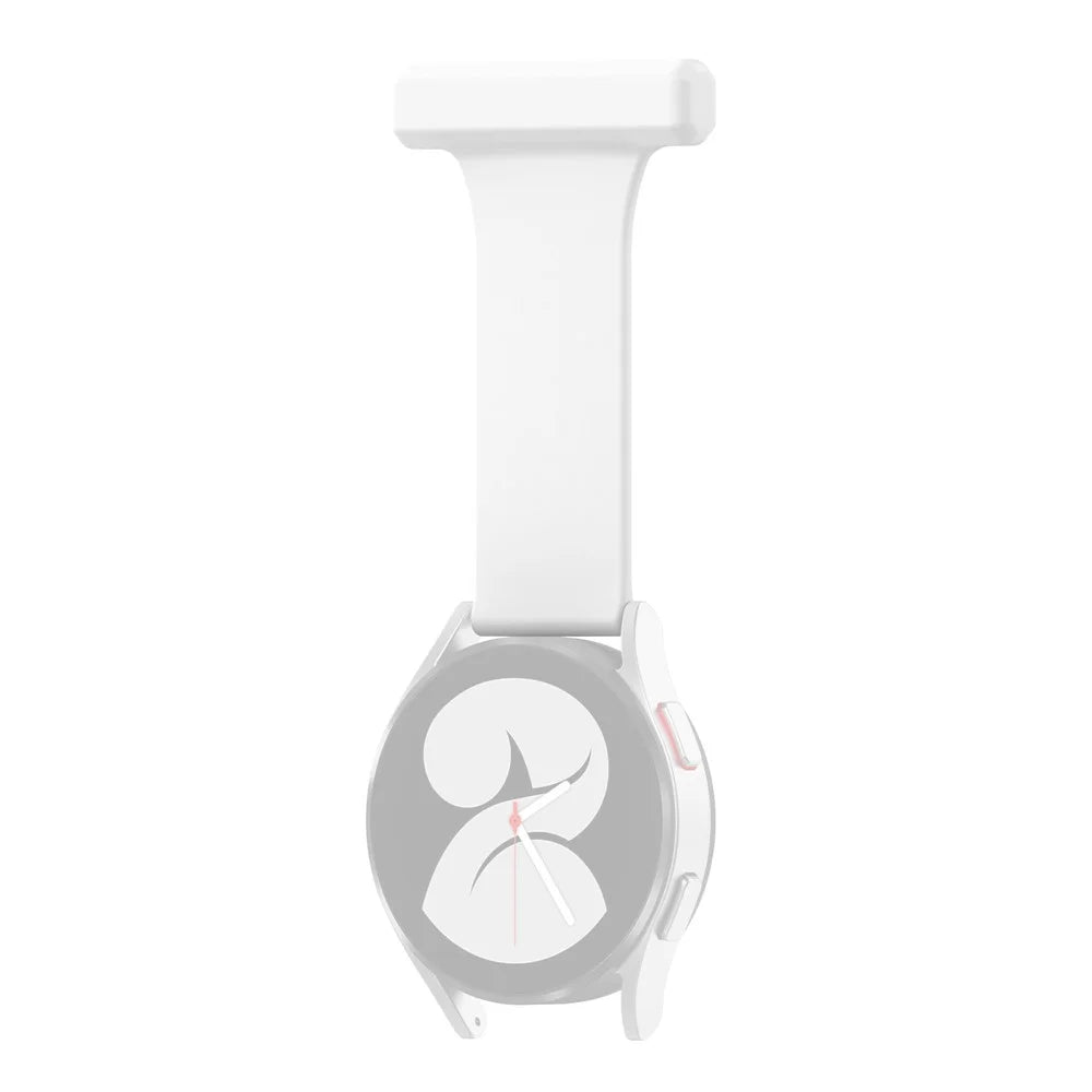 For Samsung Galaxy Watch4 40mm/44mm/Watch4 Classic 42mm/46mm Pin Style 20mm Doctor Nurse Watch Silicone Strap Hanging Buckle - White - 1