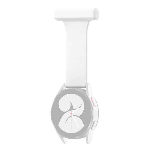 For Samsung Galaxy Watch4 40mm/44mm/Watch4 Classic 42mm/46mm Pin Style 20mm Doctor Nurse Watch Silicone Strap Hanging Buckle - White - 1