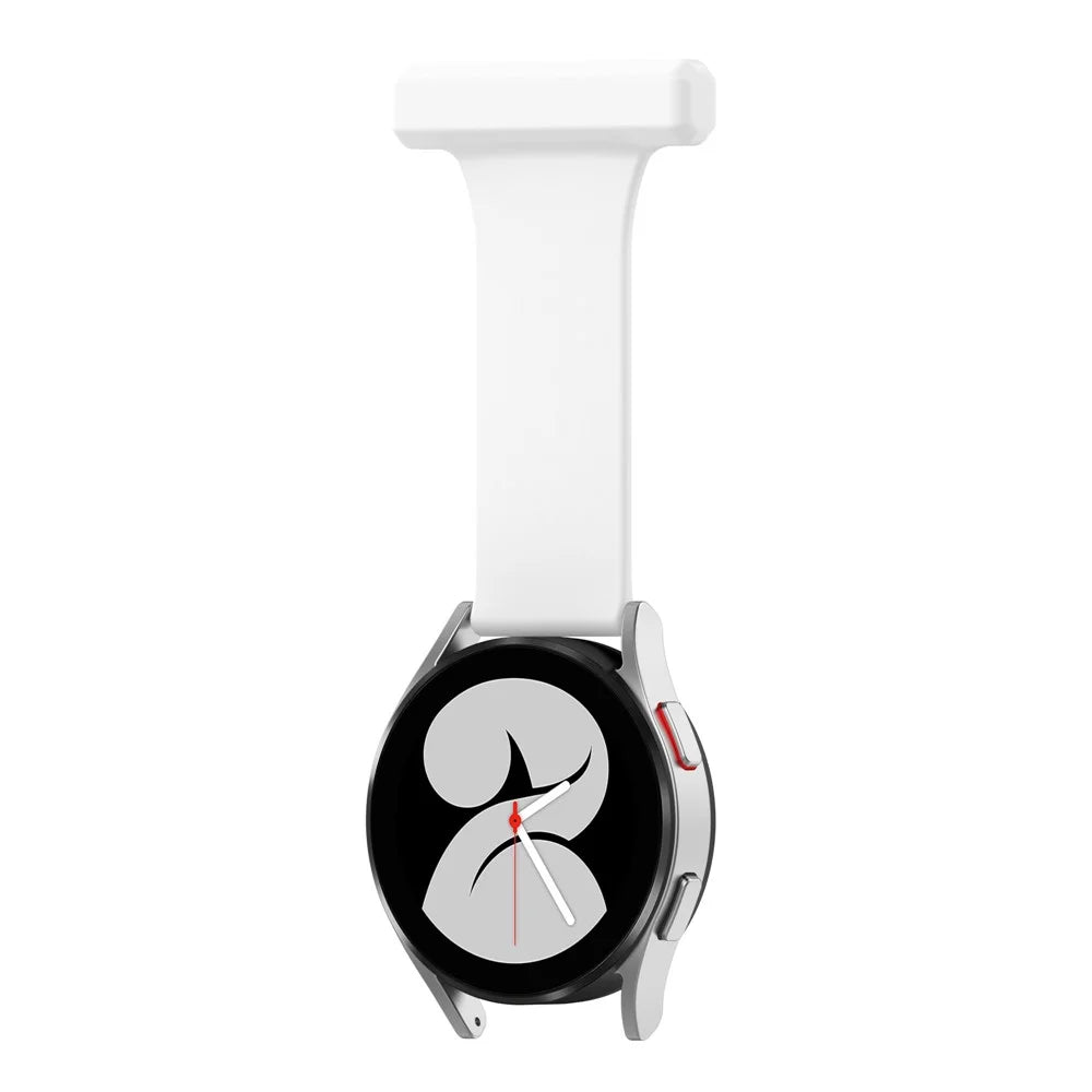 For Samsung Galaxy Watch4 40mm/44mm/Watch4 Classic 42mm/46mm Pin Style 20mm Doctor Nurse Watch Silicone Strap Hanging Buckle - White - 2