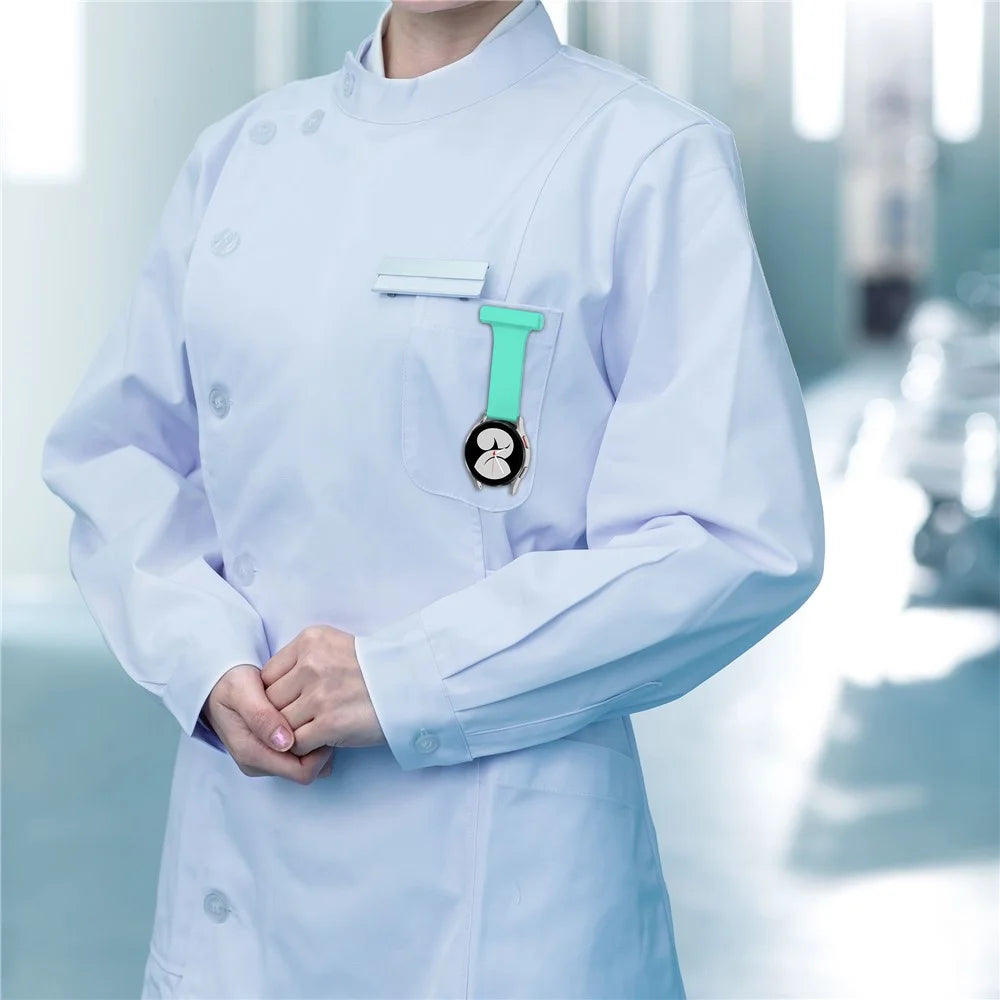For Samsung Galaxy Watch4 40mm/44mm/Watch4 Classic 42mm/46mm Pin Style 20mm Doctor Nurse Watch Silicone Strap Hanging Buckle - White - 7