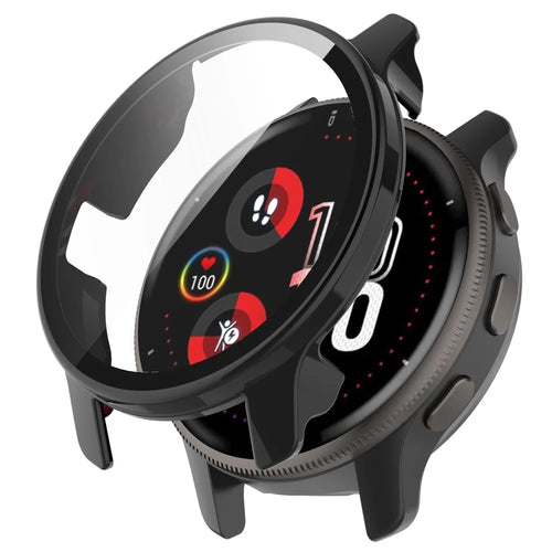 For Garmin Venu 2 Plus Watch Case with Tempered Glass Screen Protector Overall Protective Hard PC Case - Black - 1