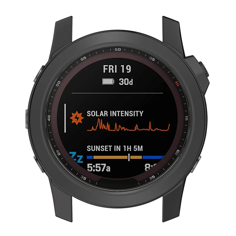 For Garmin Fenix 7X/Fenix 7X Solar Electroplating Soft TPU Hollow Out Bumper Frame Case Cover - Black - 6