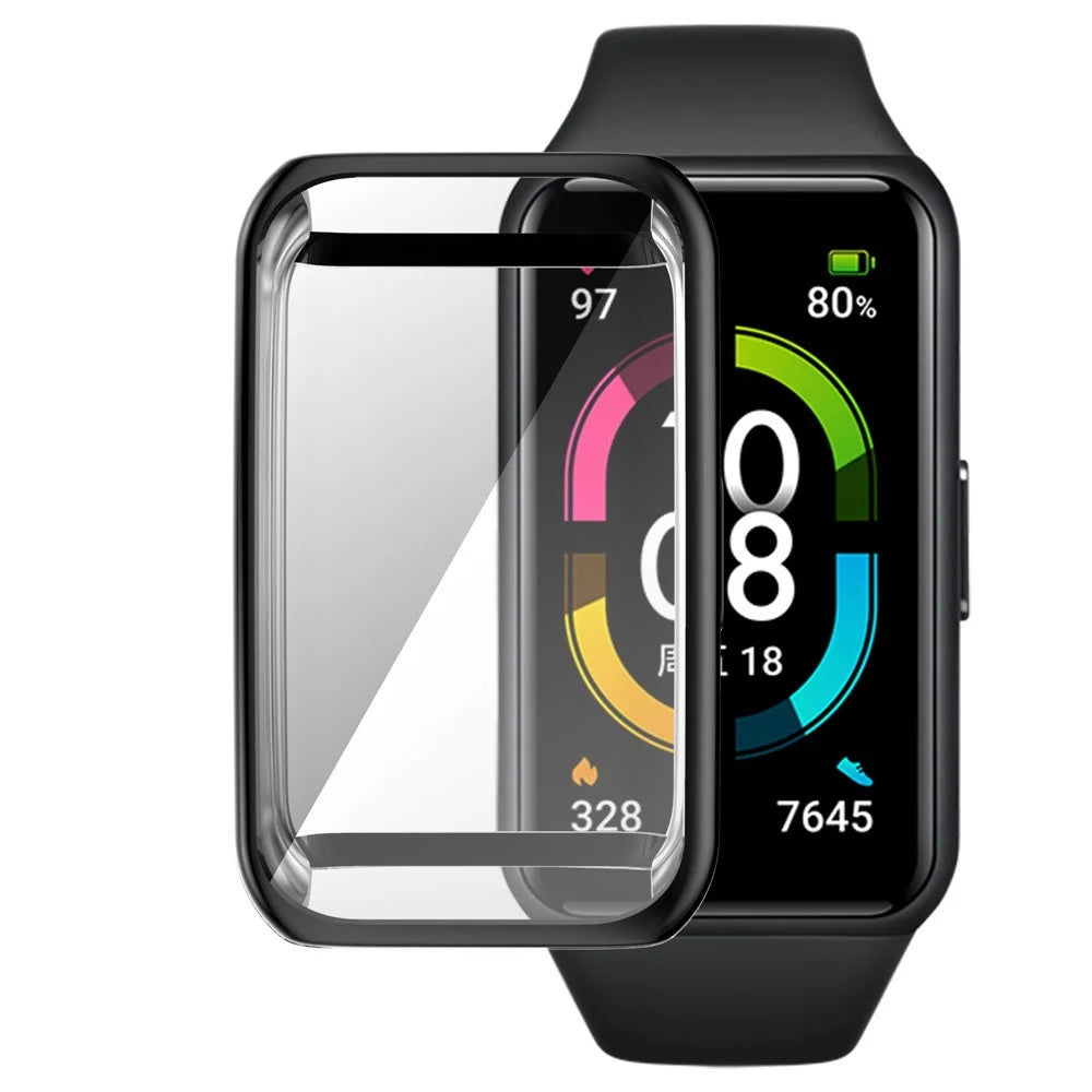 For Huawei Band 6 / Band 6 Pro / Band 7 / Honor Band 6 Anti-fall Shockproof Electroplating Transparent Watch Case - Black - 2