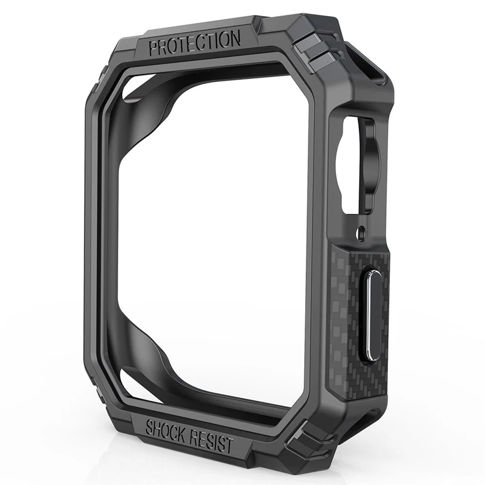 For Apple Watch Series 9 / 8 / 7 45mm Carbon Fiber Texture TPU Smart Watch Case Shockproof Frame - Black / Grey - 2