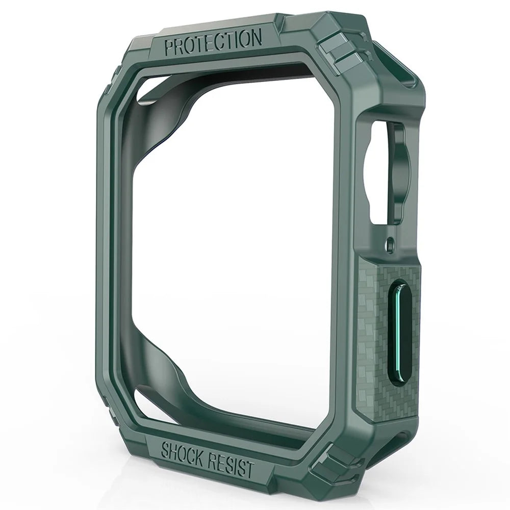 For Apple Watch Series 9 / 8 / 7 41mm Carbon Fiber TPU Smart Watch Case Anti-collision Protective Frame - Green - 2