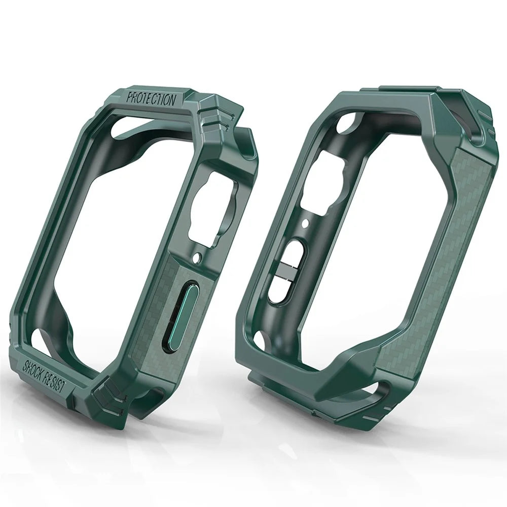 For Apple Watch Series 9 / 8 / 7 41mm Carbon Fiber TPU Smart Watch Case Anti-collision Protective Frame - Green - 4