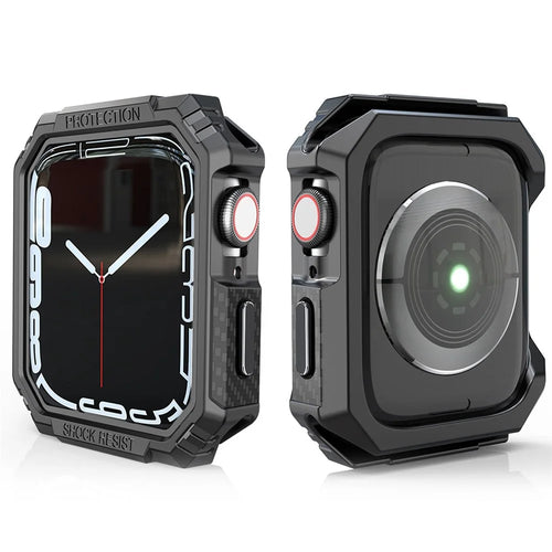 For Apple Watch Series SE3 / SE2 / SE1 /  6 / 5 / 4 40mm Carbon Fiber Shockproof TPU Watch Case Protective Frame - Black / Grey - 1
