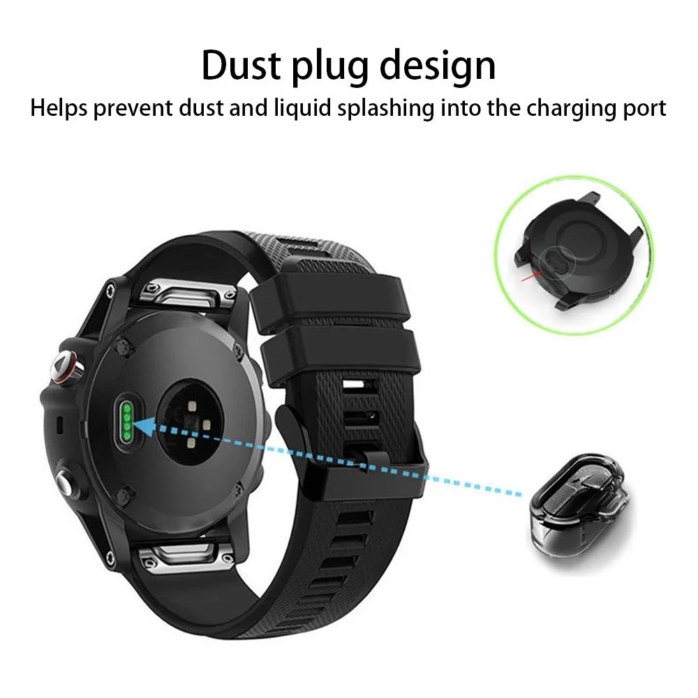 10Pcs for Garmin Fenix 7S/7/7x/Venu 2 Plus TPU Dustproof Plug Cover Charger Case - Transparent Black - 4