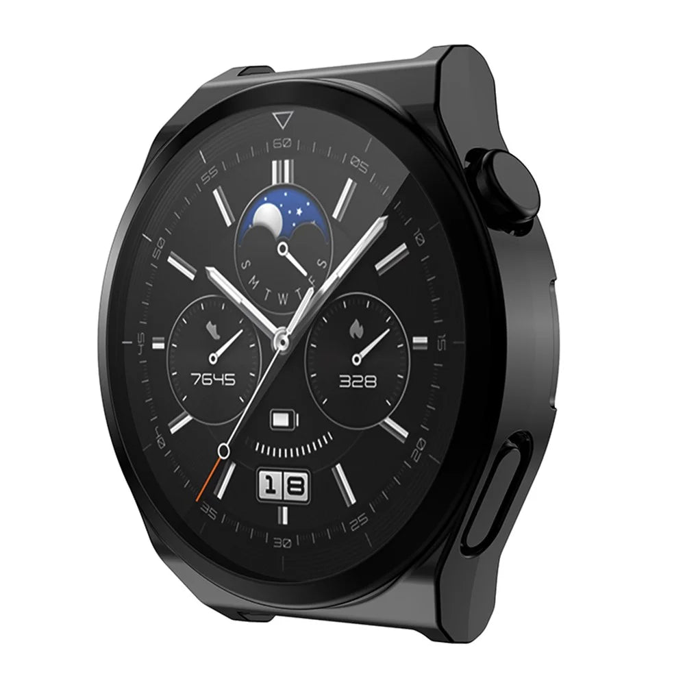 For Huawei Watch GT 3 Pro 46mm Soft TPU Shockproof Protective Case All-Around Anti-Scratch Screen Protector Cover - Black - 2