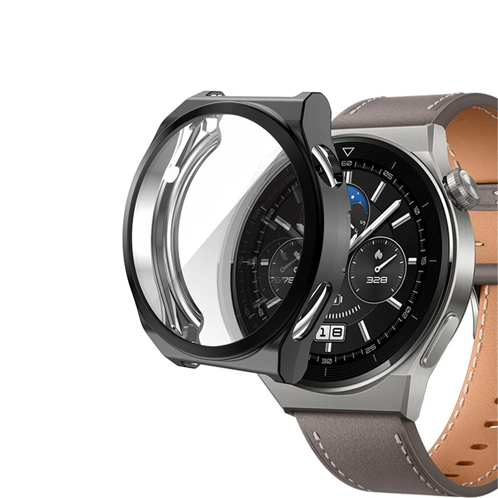 For Huawei Watch GT 3 Pro 46mm Soft TPU Shockproof Protective Case All-Around Anti-Scratch Screen Protector Cover - Black - 4