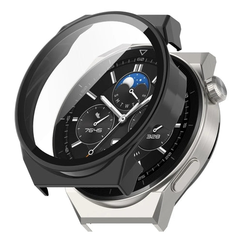 For Huawei Watch GT 3 Pro 46mm Anti-drop Hard PC Watch Case Cover with Tempered Glass Screen Protector - Black - 1