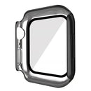 For Apple Watch Series SE3 / SE2 / SE1 /  6 / 5 / 4 44mm Dustproof Button Cover Electroplating Hard PC Watch Case with Tempered Glass Screen Protector - Black - 3