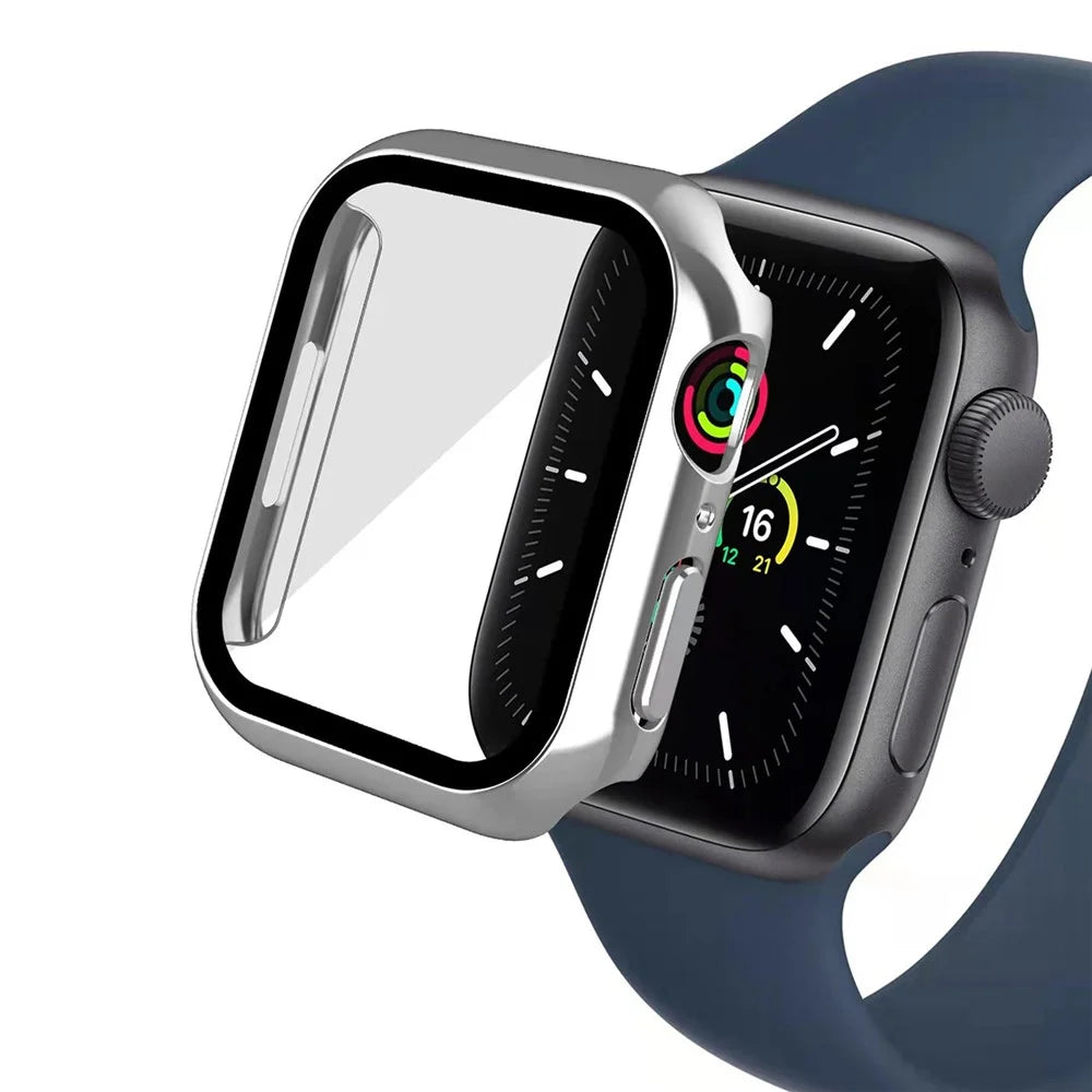 Electroplating Watch Case for Apple Watch Series SE3 / SE2 / SE1 /  6 / 5 / 4 40mm Hard PC Shell with Dustproof Button Cover and Tempered Glass Film - Black - 6