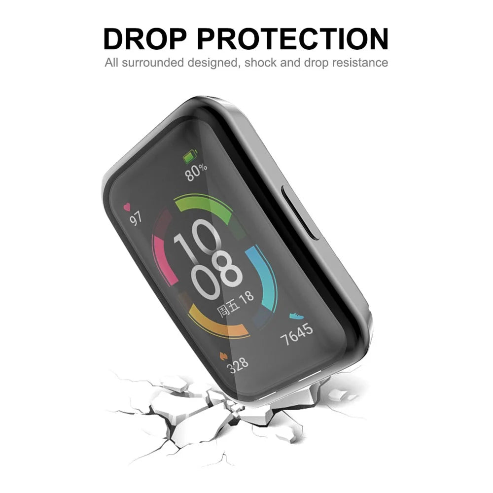 ENKAY For Huawei Band 7/6/Honor Band 6 Electroplating TPU Watch Case Anti-scratch Protective Cover - Black - 5
