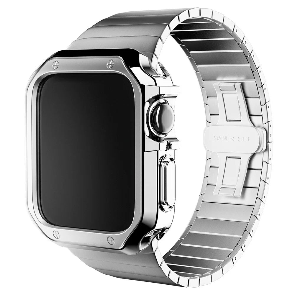 For Apple Watch Series SE3 / SE2 / SE1 /  6 / 5 / 4 44mm / 9 / 8 / 7 45mm Electroplating TPU Watch Case Laser Engraving Protective Cover - Black - 3