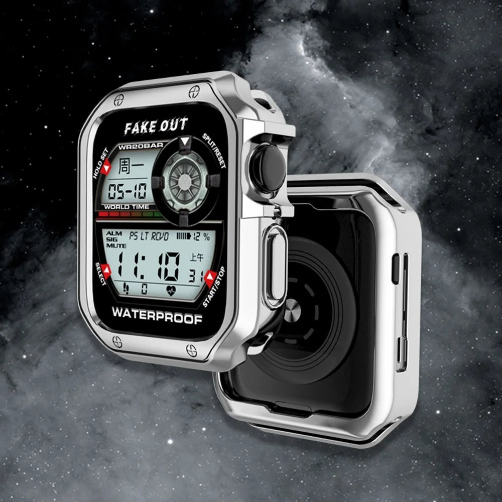 For Apple Watch Series SE3 / SE2 / SE1 /  6 / 5 / 4 44mm / 9 / 8 / 7 45mm Electroplating TPU Watch Case Laser Engraving Protective Cover - Black - 5
