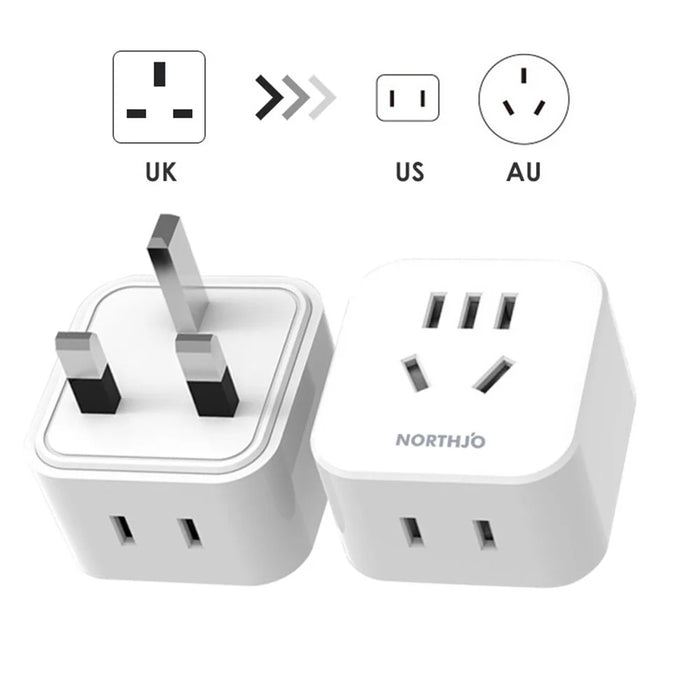 NORTHJO Mini Size Travel Adapter Plug Socket UK Plug to US/AU/Japanese Plug - 3