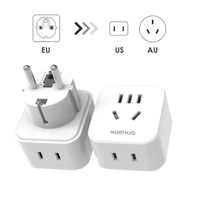 NORTHJO EU Plug DIN to US/AU/Japanese Plug Mini Size Travel Adapter Plug Socket - 3