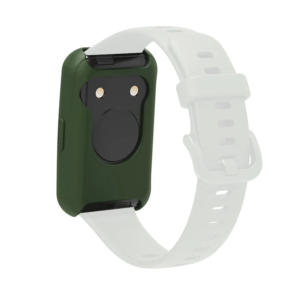 Soft Silicone Watch Case for Huawei Band 7/6, Anti-scratch Protection Watch Frame Cover - Army Green - 3