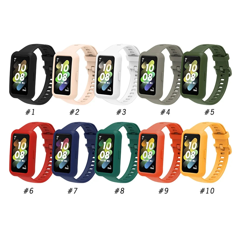 Soft Silicone Watch Case for Huawei Band 7/6, Anti-scratch Protection Watch Frame Cover - Army Green - 5