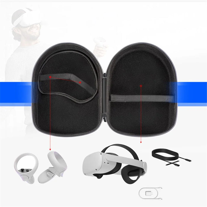 1110700 For Oculus Quest 2 VR Headset Controller Elite Head Strap Portable Storage Bag Carrying Case - 7