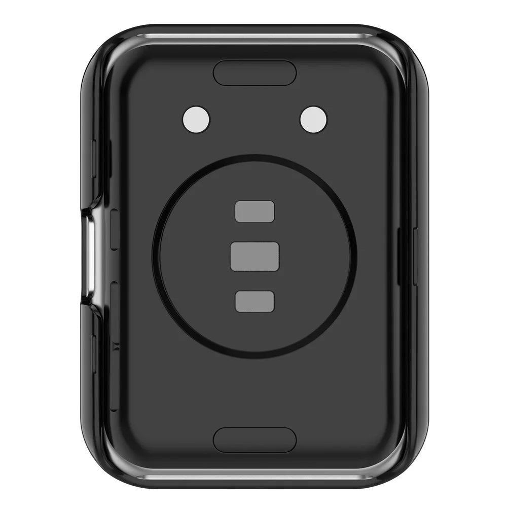 For Oppo Watch Free Hard PC Watch Case Protective Cover with Tempered Glass Screen Protector - Black - 6
